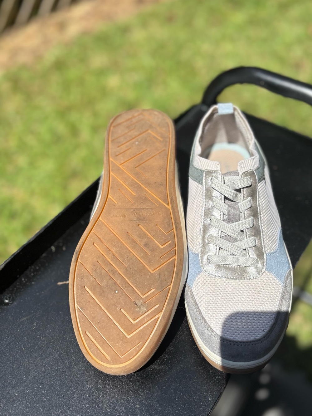 Light Gray & Blue womens slip on Casual Sneakers